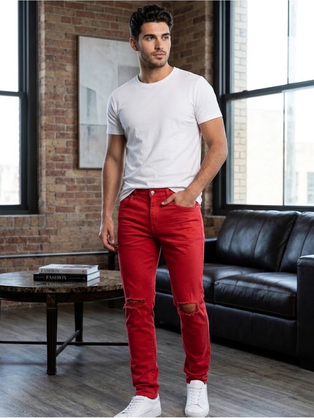 Purple Brand Red Ripped pants